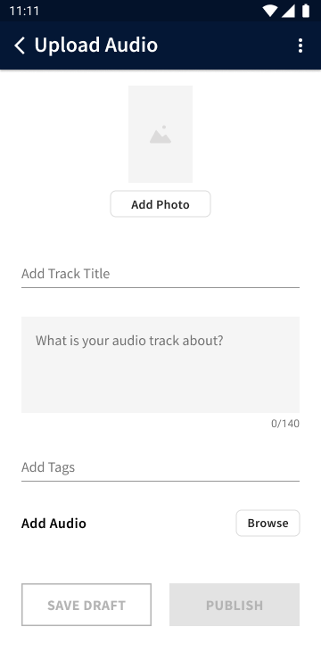 upload audio after iteration, screen 1